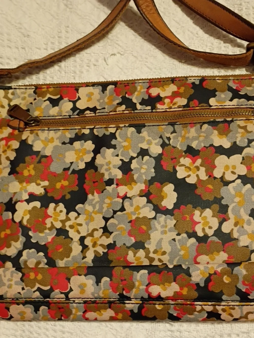 Fossil Tan Floral Crossbody Bag